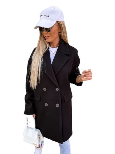 Women's British Style Solid Color Double Breasted Coat Woolen Coat