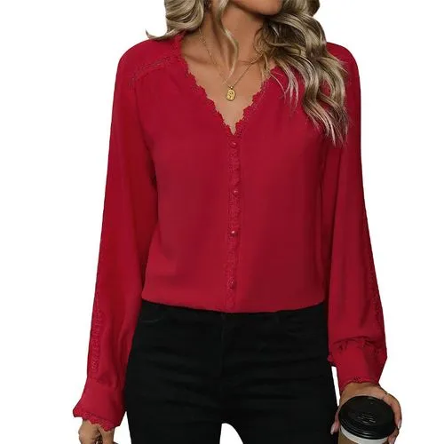 Women's Cardigan Long Sleeve Blouses Lace Casual Elegant Solid Color