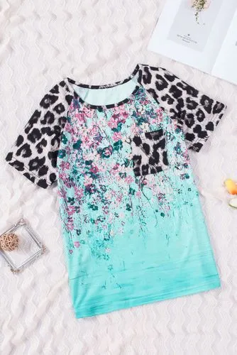 Women's Casual Ditsy Floral Leopard Polyester T-shirt T-shirts