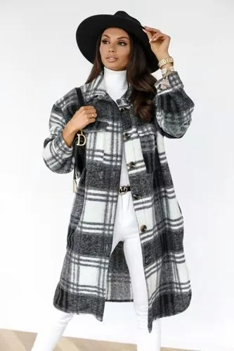 Women's Casual Plaid Button Single Breasted Coat Woolen Coat