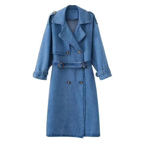 Women's Casual Solid Color Pocket Double Breasted Coat Trench Coat