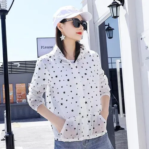 Women's Casual Solid Color Pocket Zipper Coat Sun Protection Clothing