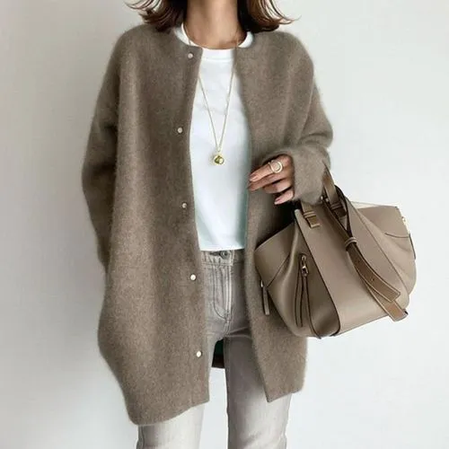 Women's Casual Solid Color Single Breasted Coat Woolen Coat