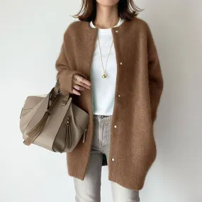 Women's Casual Solid Color Single Breasted Coat Woolen Coat