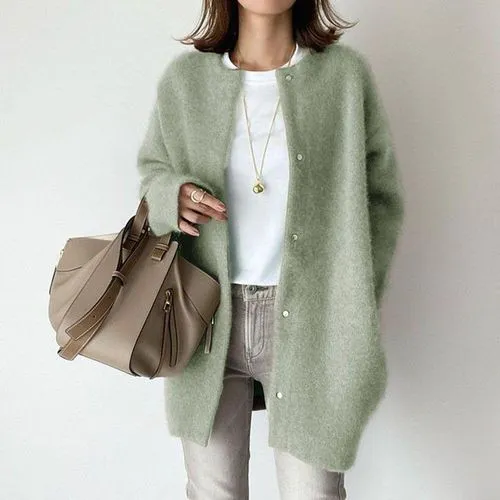 Women's Casual Solid Color Single Breasted Coat Woolen Coat