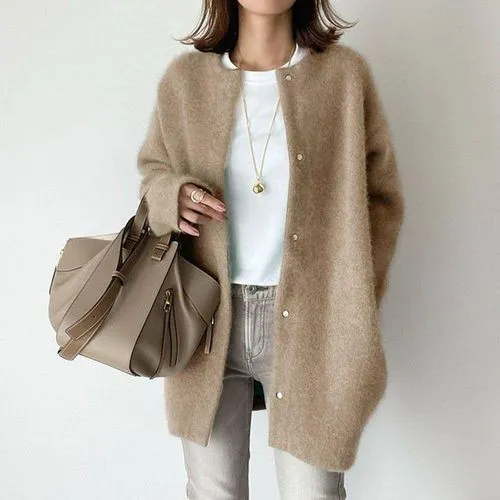 Women's Casual Solid Color Single Breasted Coat Woolen Coat