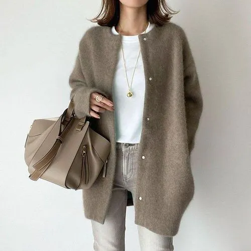 Women's Casual Solid Color Single Breasted Coat Woolen Coat