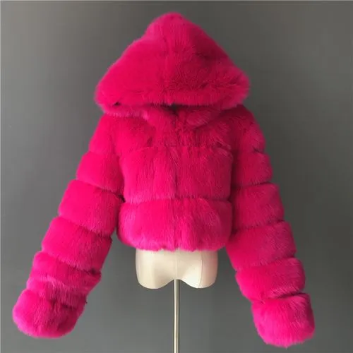 Women's Casual Solid Color Zipper Coat Faux Fur Coat