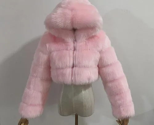 Women's Casual Solid Color Zipper Coat Faux Fur Coat