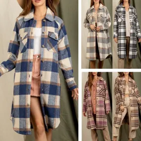 Women's Casual Streetwear Plaid Single Breasted Coat Woolen Coat