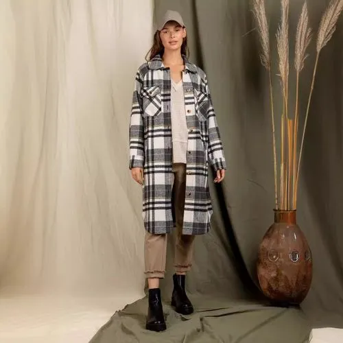 Women's Casual Streetwear Plaid Single Breasted Coat Woolen Coat