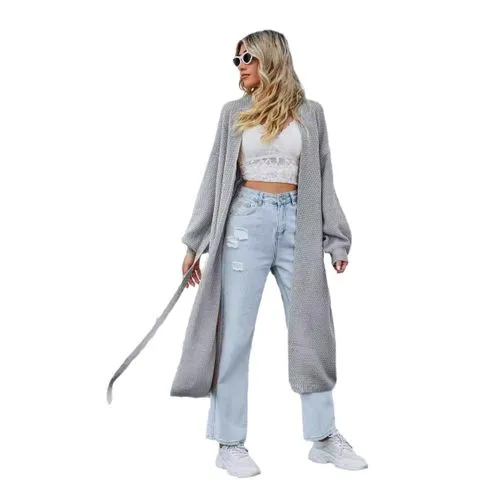 Women's Casual Streetwear Solid Color Tie Coat Sweater Coat