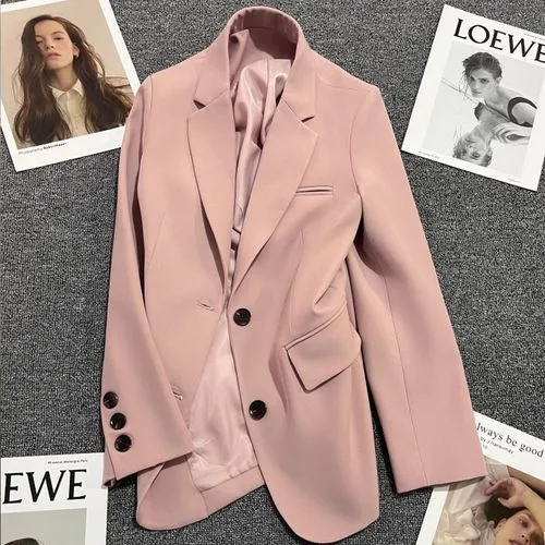 Women's Coat Long Sleeve Blazers Pocket Business Solid Color