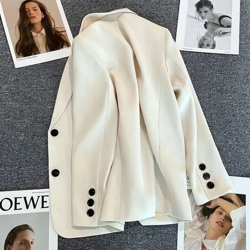 Women's Coat Long Sleeve Blazers Pocket Business Solid Color