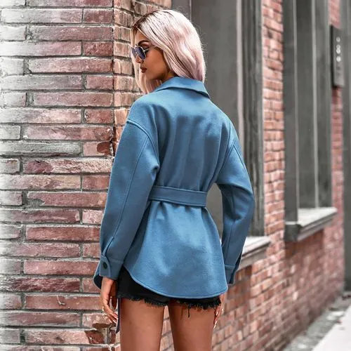 Women's Elegant Streetwear Solid Color Pocket Single Breasted Coat Trench Coat