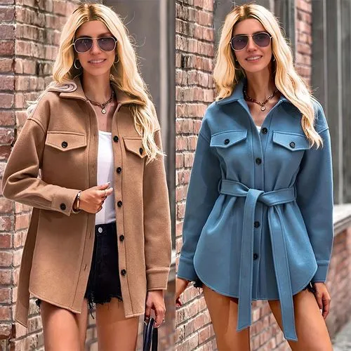 Women's Elegant Streetwear Solid Color Pocket Single Breasted Coat Trench Coat