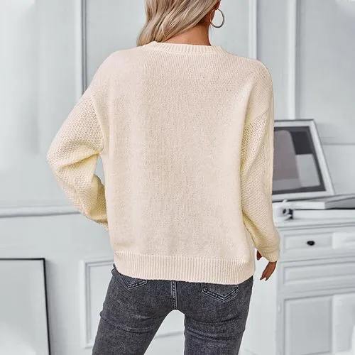 Women's Sweater Long Sleeve Sweaters & Cardigans Hollow Out Casual Elegant Solid Color