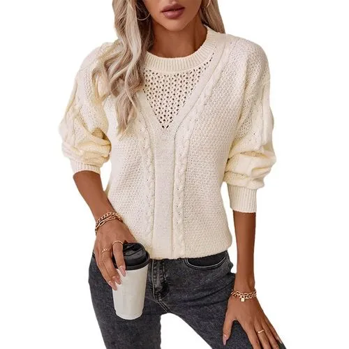 Women's Sweater Long Sleeve Sweaters & Cardigans Hollow Out Casual Elegant Solid Color