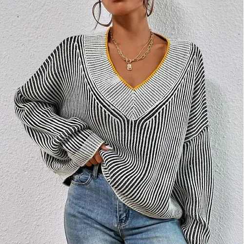 Women's Sweater Long Sleeve Sweaters & Cardigans Streetwear Stripe