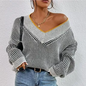 Women's Sweater Long Sleeve Sweaters & Cardigans Streetwear Stripe