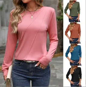 Women's T-shirt Long Sleeve T-Shirts Elegant Solid Color