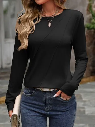 Women's T-shirt Long Sleeve T-Shirts Elegant Solid Color