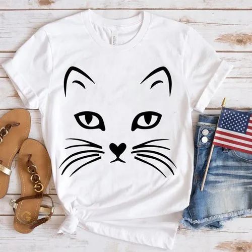 Women's T-shirt Short Sleeve T-Shirts Casual Cat