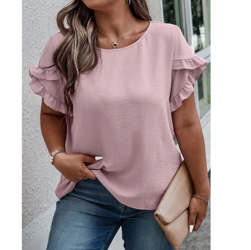 Women's T-shirt Short Sleeve T-Shirts Elegant Solid Color