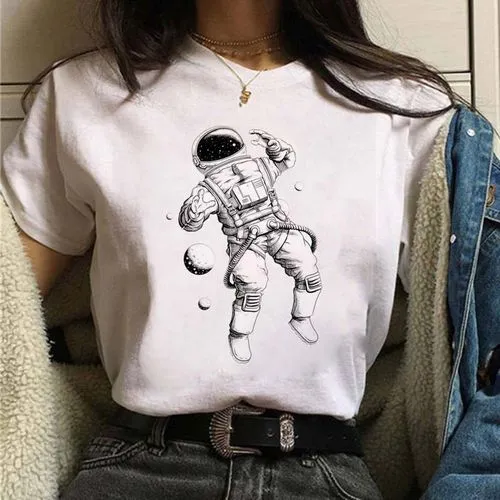 Women's T-shirt Short Sleeve T-Shirts Printing Casual Astronaut