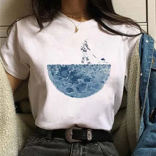 Women's T-shirt Short Sleeve T-Shirts Printing Casual Astronaut