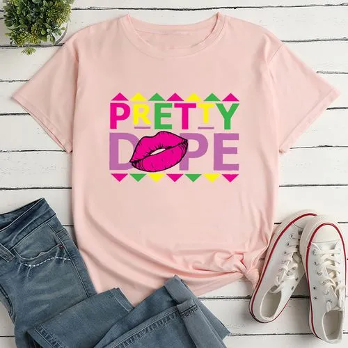 Women's T-shirt Short Sleeve T-shirts Printing Casual Mouth Letter