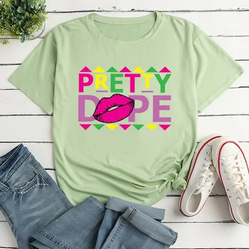 Women's T-shirt Short Sleeve T-shirts Printing Casual Mouth Letter