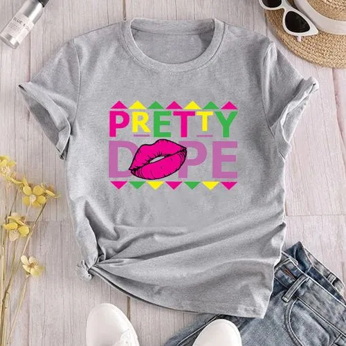 Women's T-shirt Short Sleeve T-shirts Printing Casual Mouth Letter