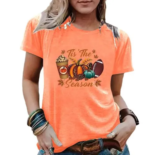 Women's T-shirt Short Sleeve T-Shirts Printing Streetwear Pumpkin Letter