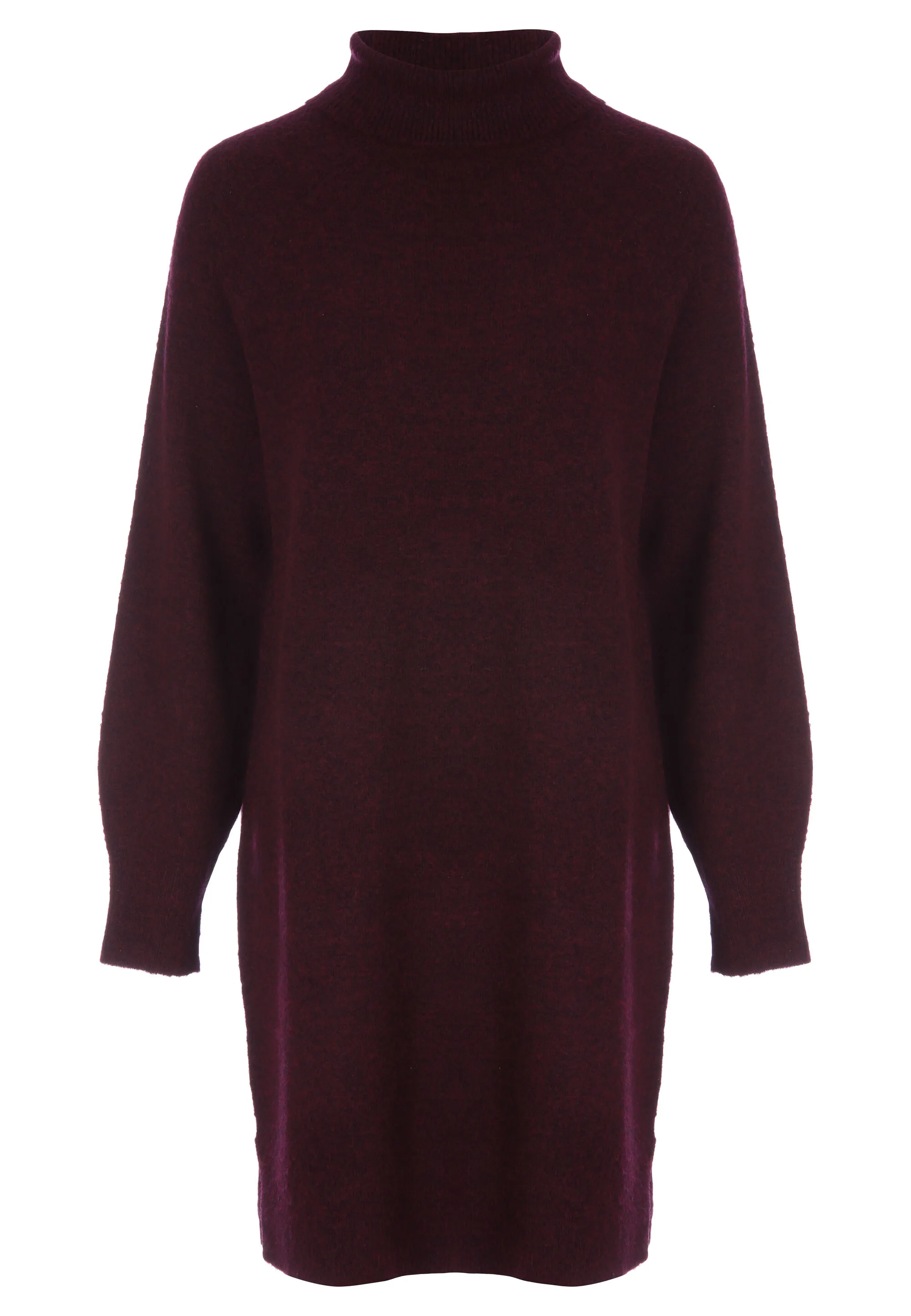 Womens Burgundy Roll Neck Jumper Dress