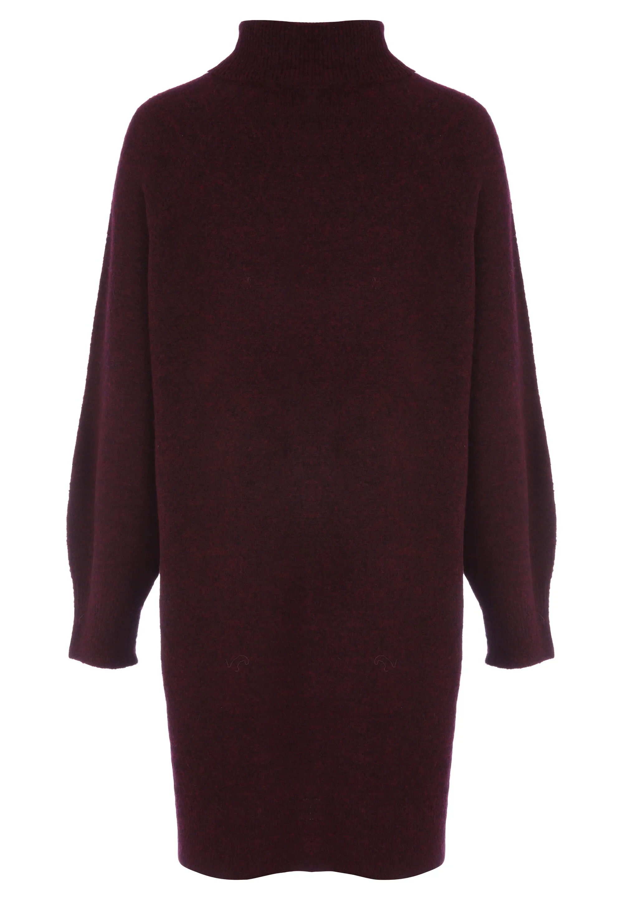 Womens Burgundy Roll Neck Jumper Dress