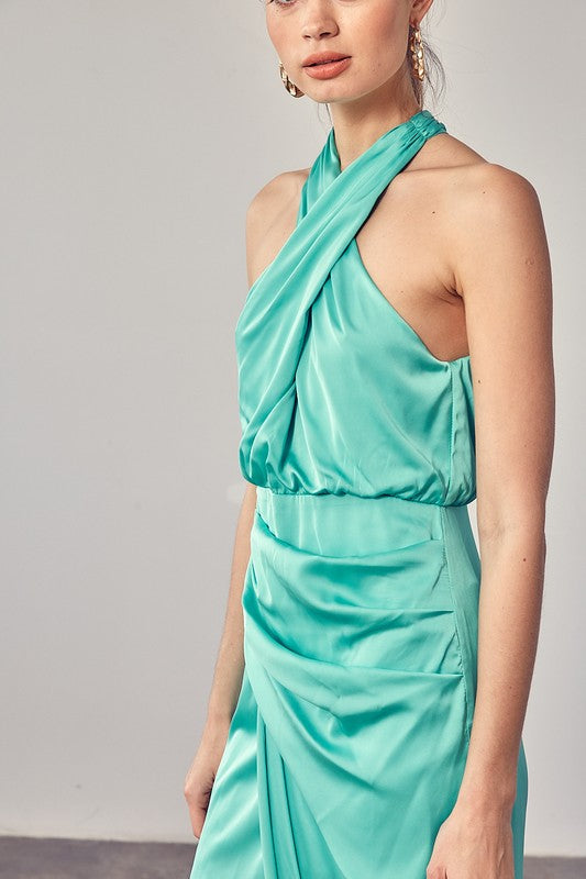 WRAPPED UP CROSS NECK DRESS [ONLINE EXCLUSIVE]