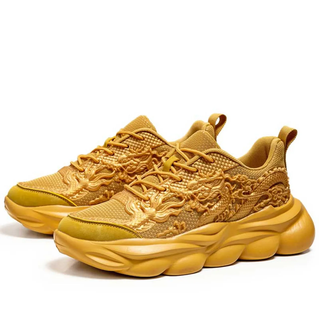 Yellow dragon pattern sport shoe sneaker