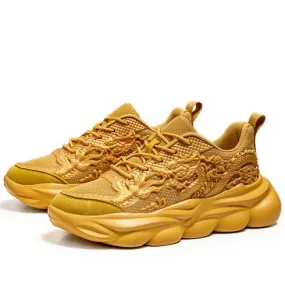 Yellow dragon pattern sport shoe sneaker